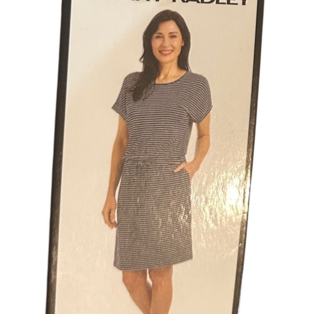 Radley London Striped T-Shirt Dress Drawstring Waist Casual Comfy